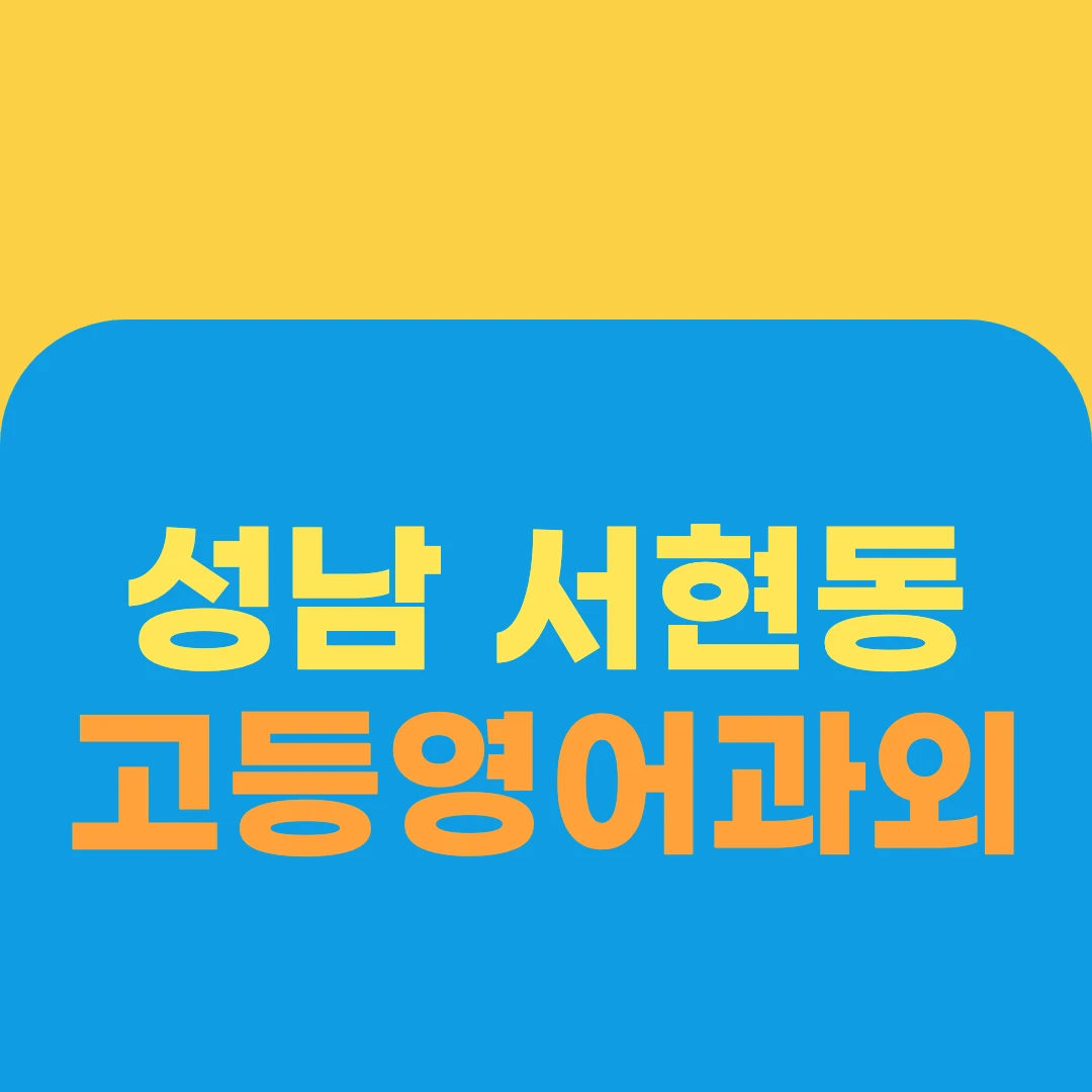 성남 서현동 고등영어과외