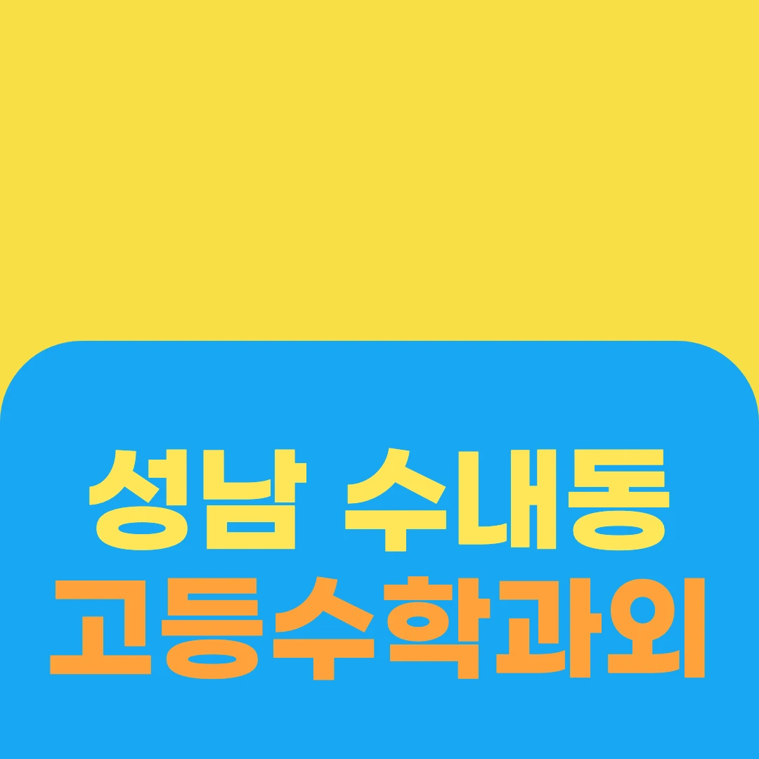 성남 수내동 고등수학과외