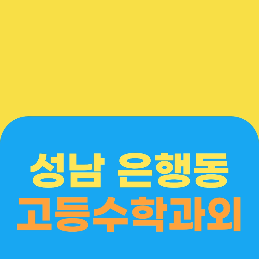 성남 은행동 고등수학과외