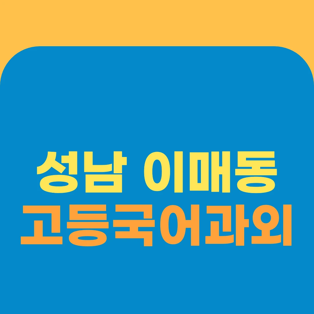 성남 이매동 고등국어과외