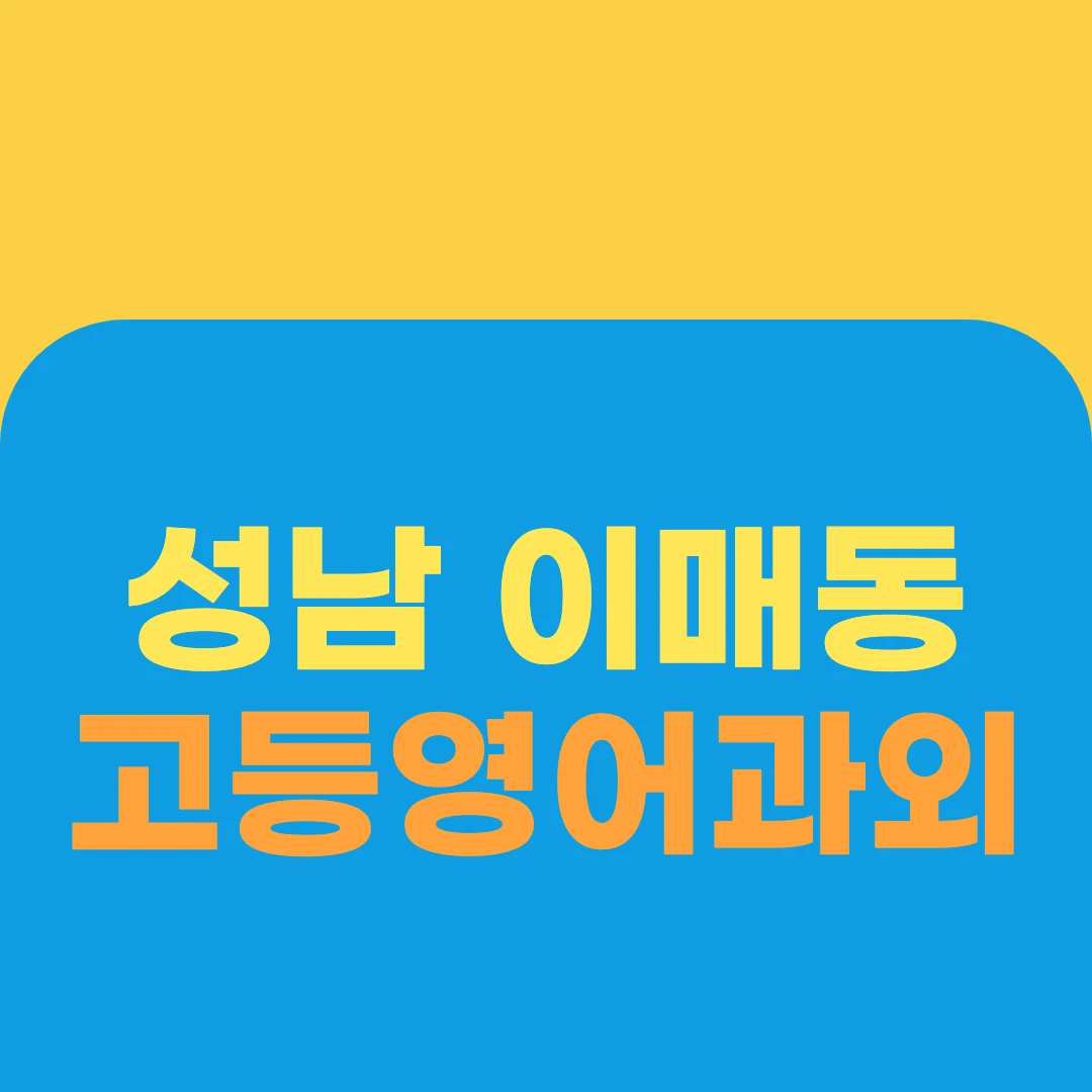 성남 이매동 고등영어과외