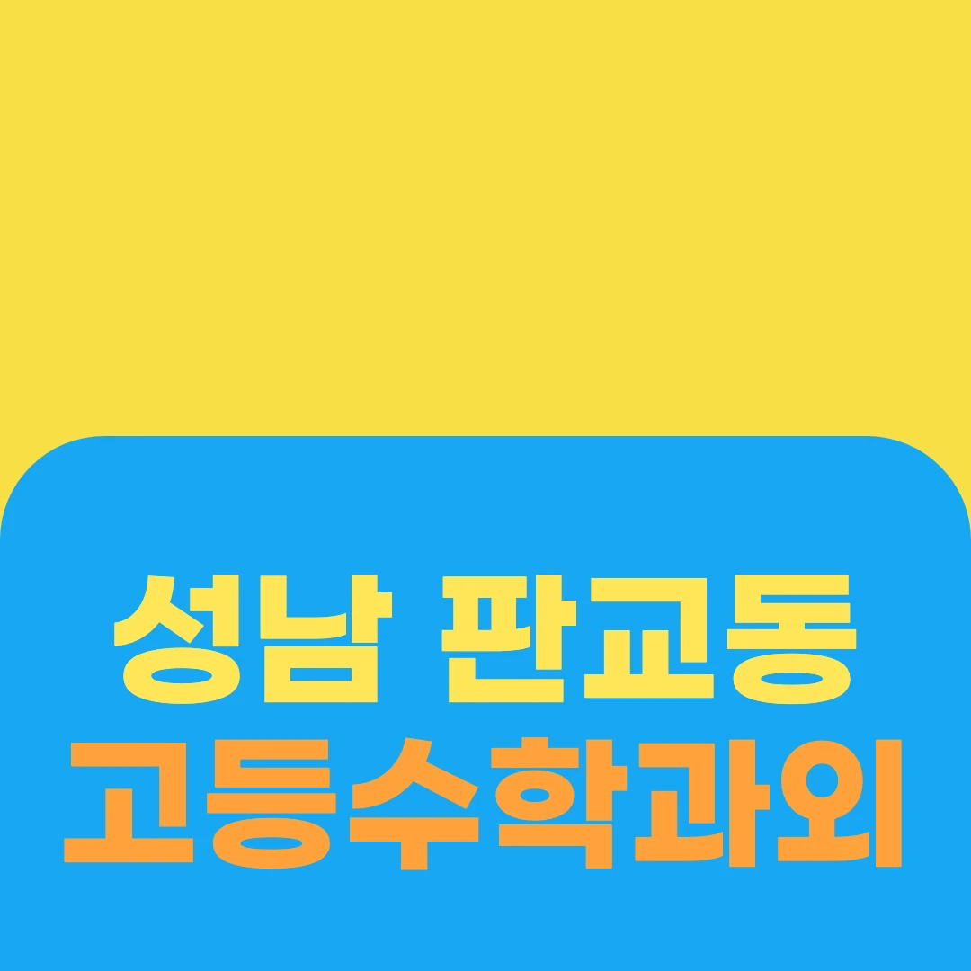 성남 판교동 고등수학과외