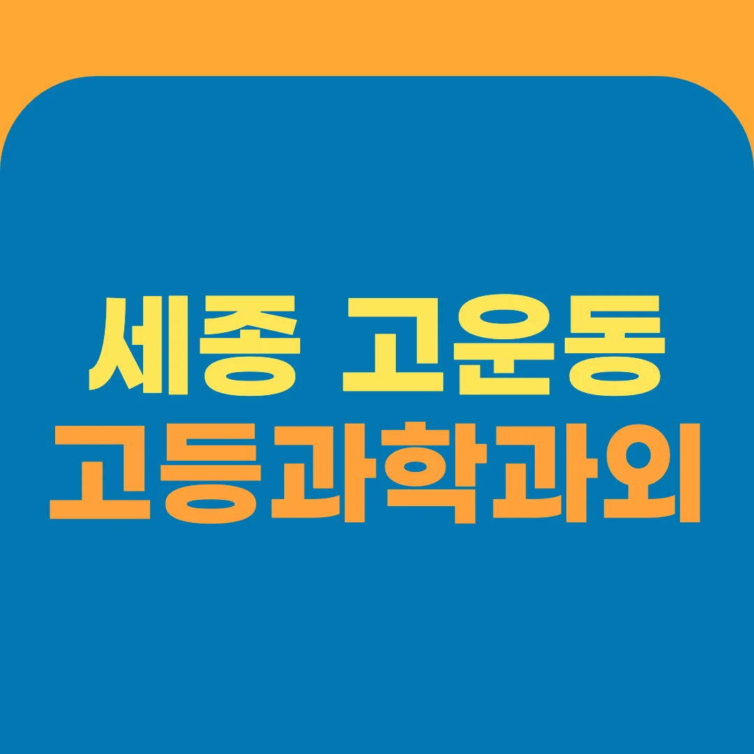 세종 고운동 고등과학과외