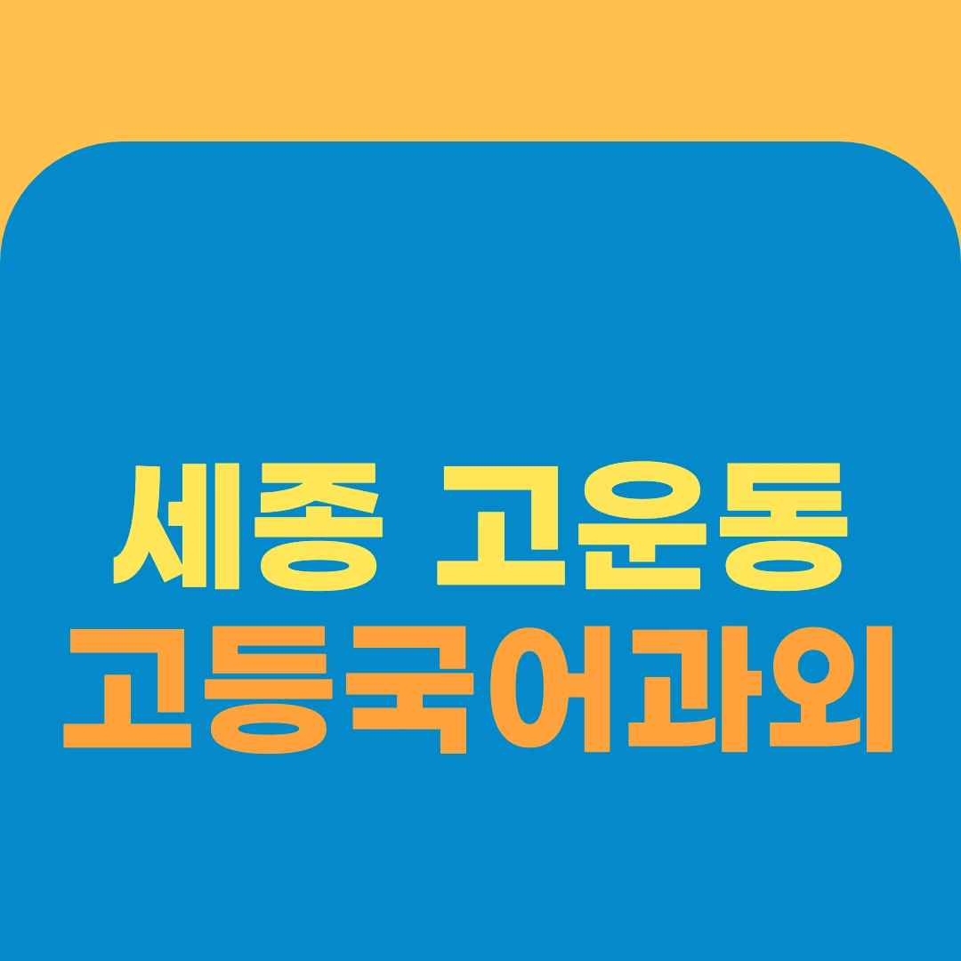 세종 고운동 고등국어과외