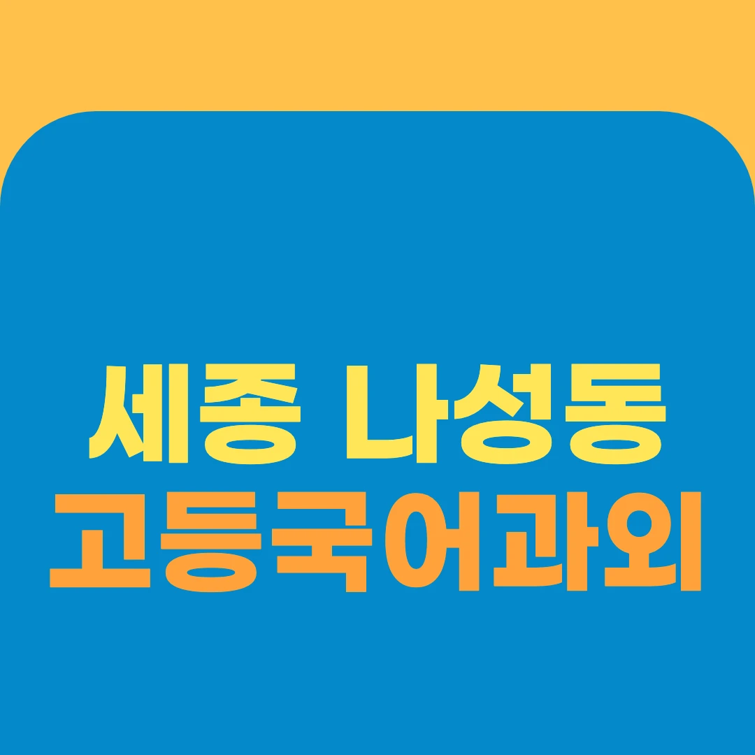 세종 나성동 고등국어과외