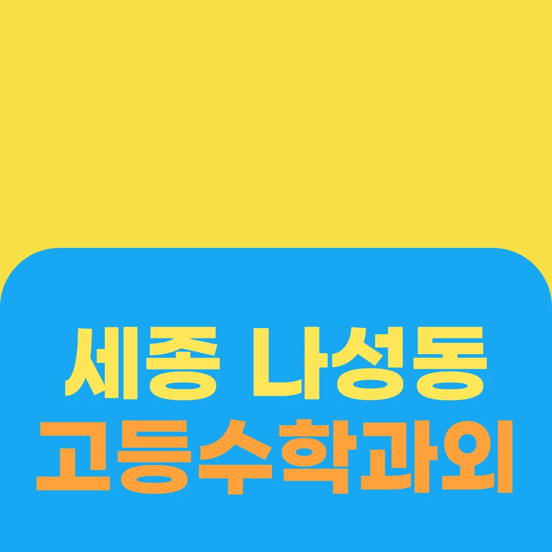 세종 나성동 고등수학과외