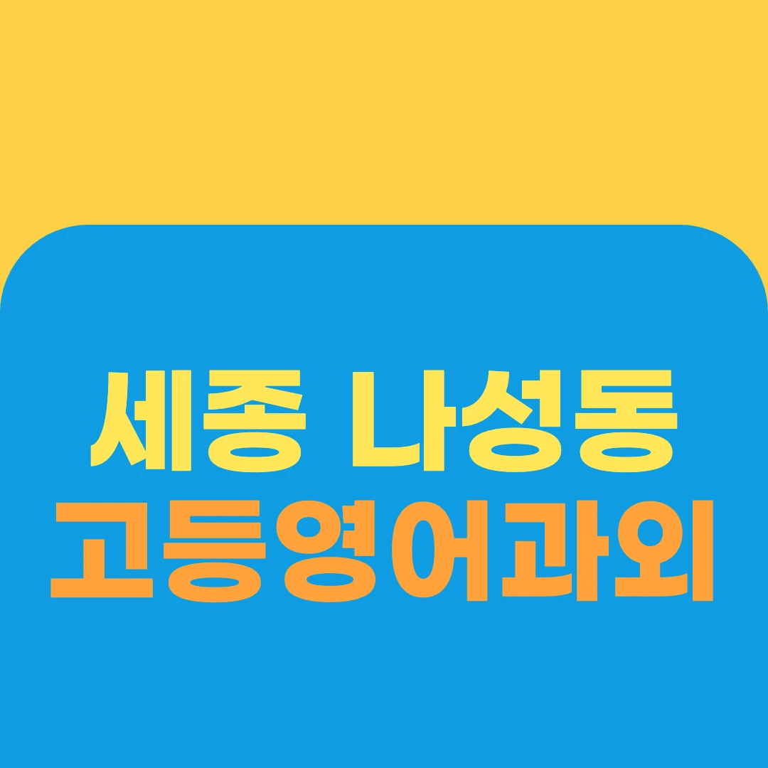 세종 나성동 고등영어과외