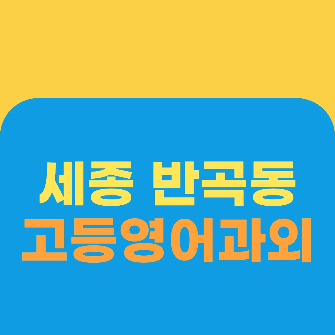 세종 반곡동 고등영어과외