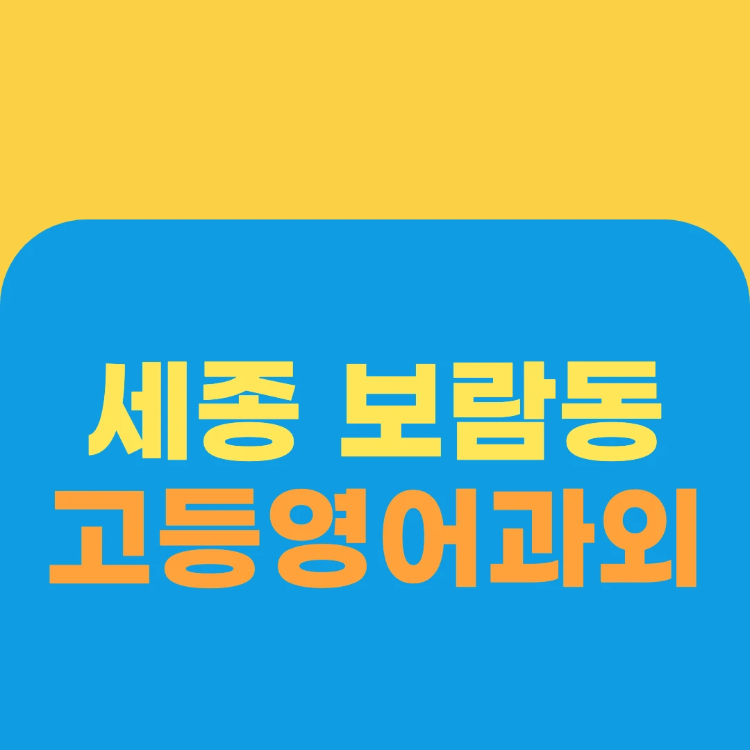 세종 보람동 고등영어과외
