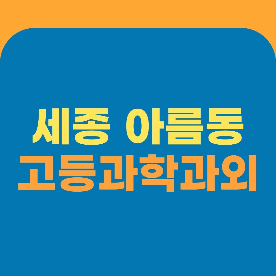 세종 아름동 고등과학과외
