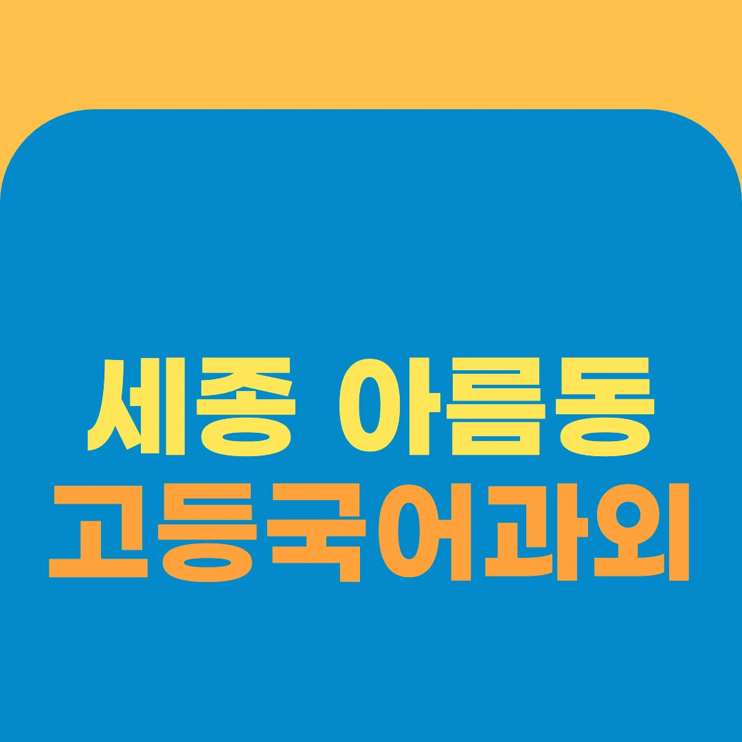 세종 아름동 고등국어과외