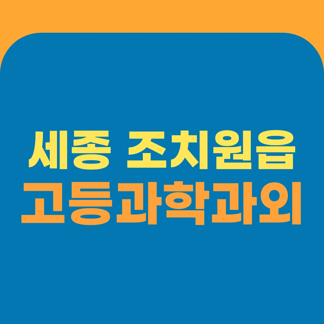 세종 조치원읍 고등과학과외