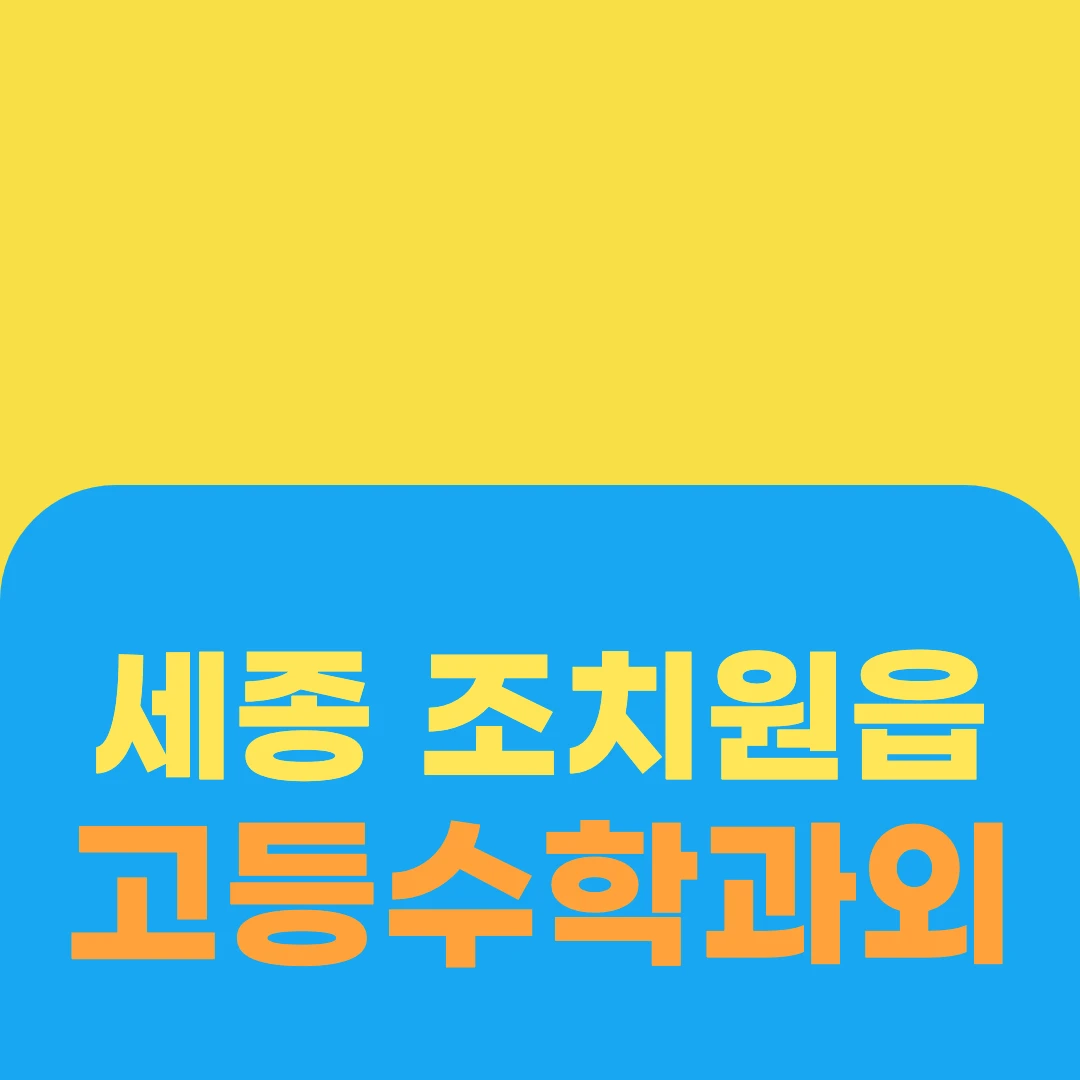 세종 조치원읍 고등수학과외