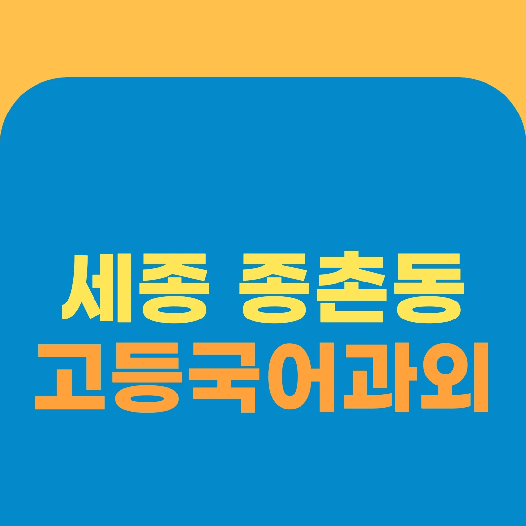 세종 종촌동 고등국어과외
