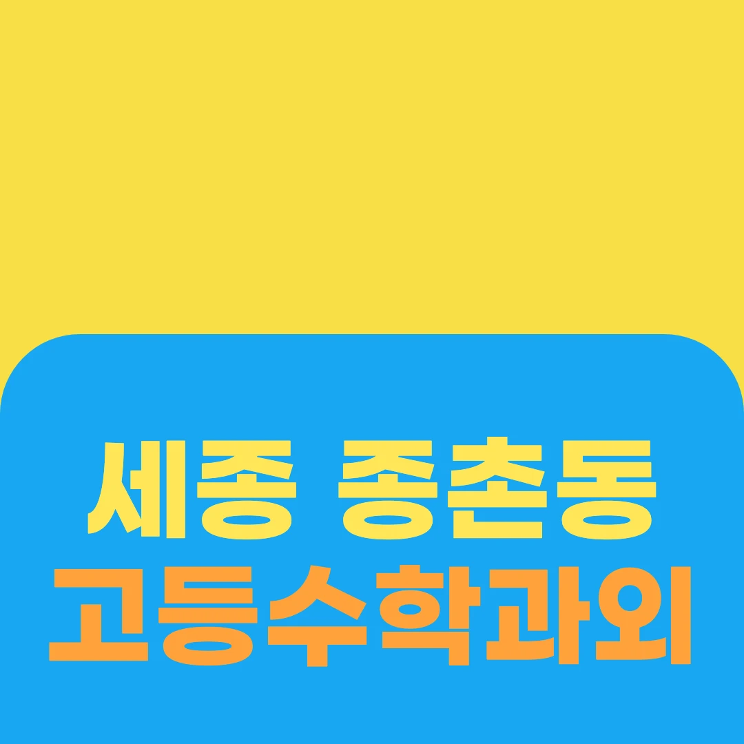 세종 종촌동 고등수학과외