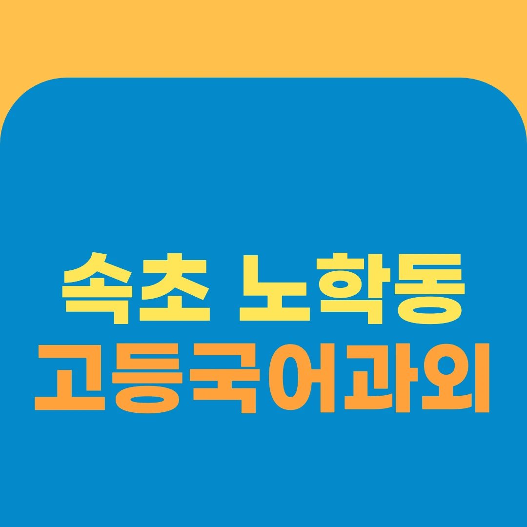 속초 노학동 고등국어과외