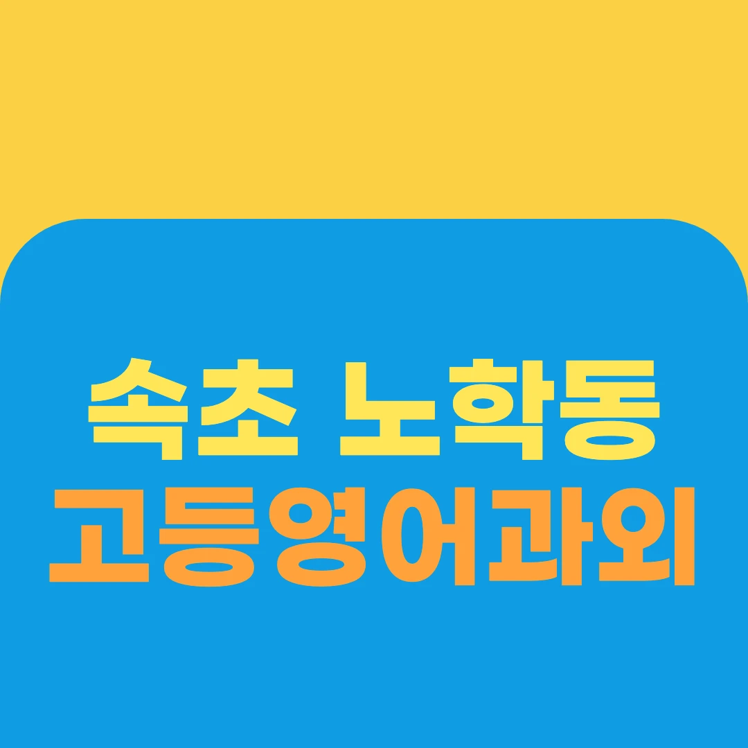 속초 노학동 고등영어과외
