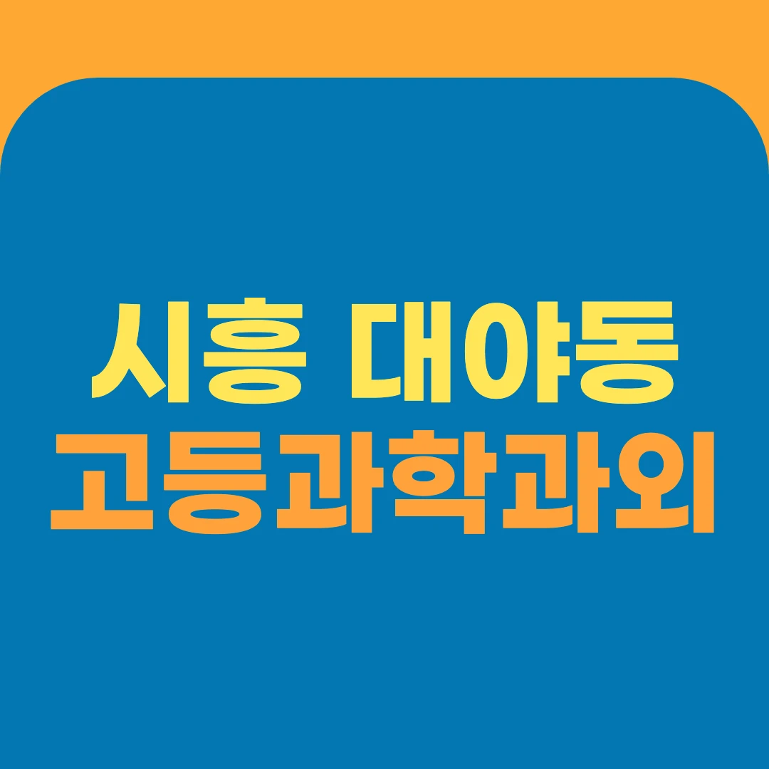 시흥 대야동 고등과학과외