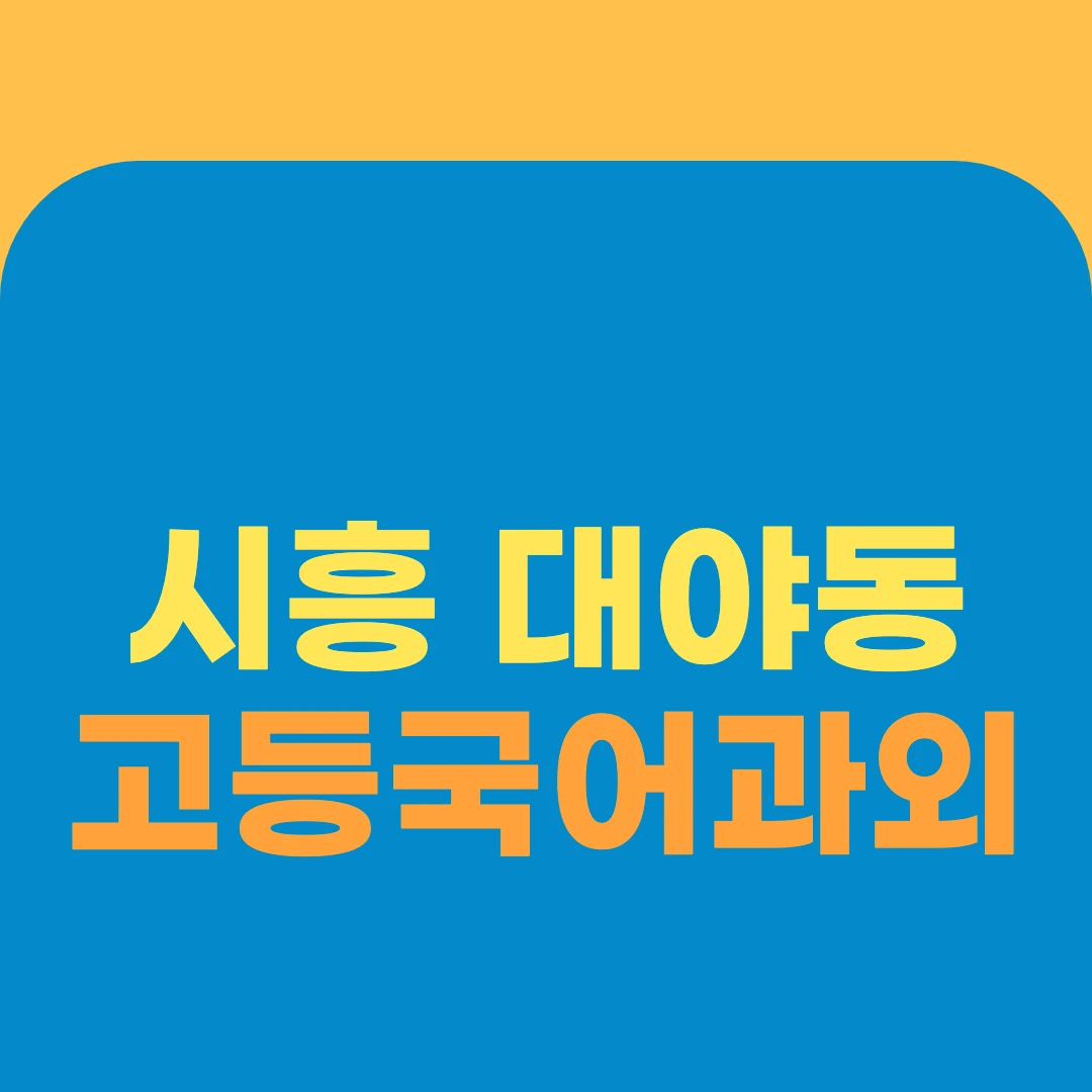 시흥 대야동 고등국어과외