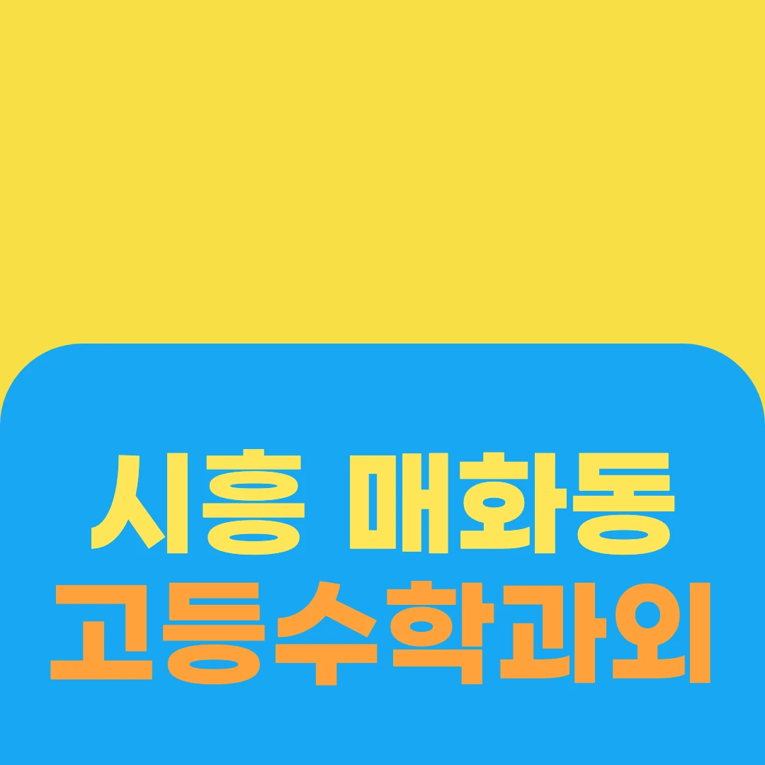 시흥 매화동 고등수학과외