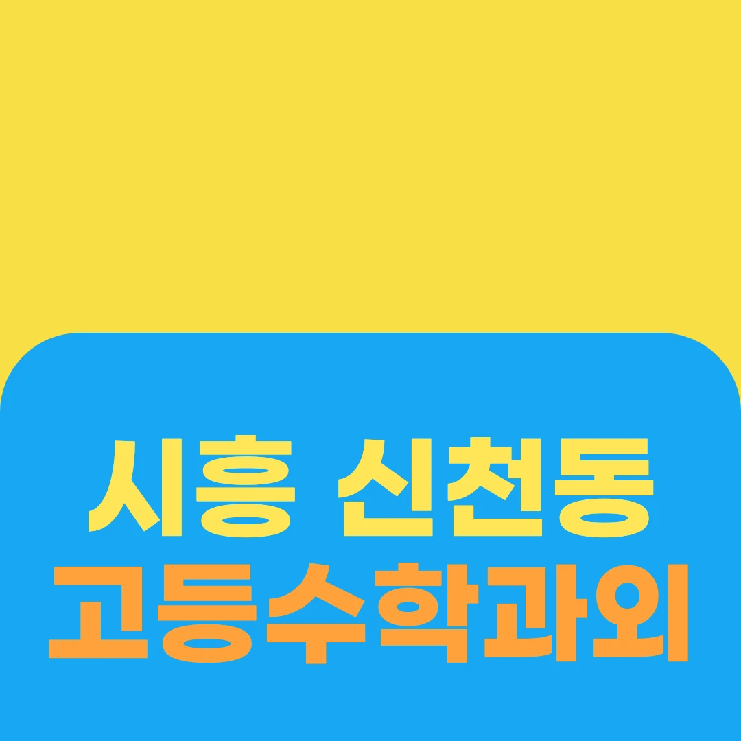 시흥 신천동 고등수학과외