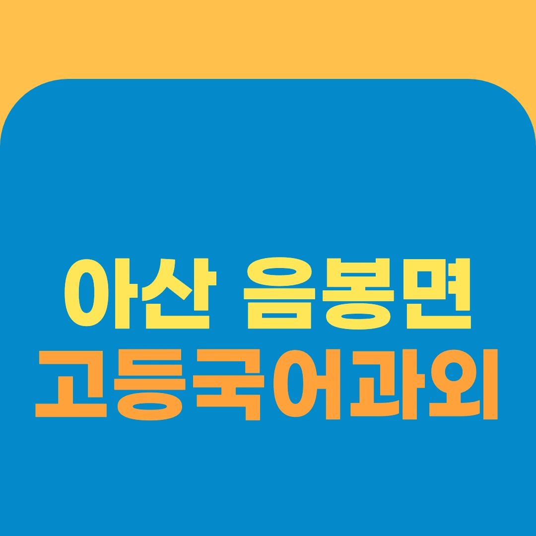 아산 음봉면 고등국어과외
