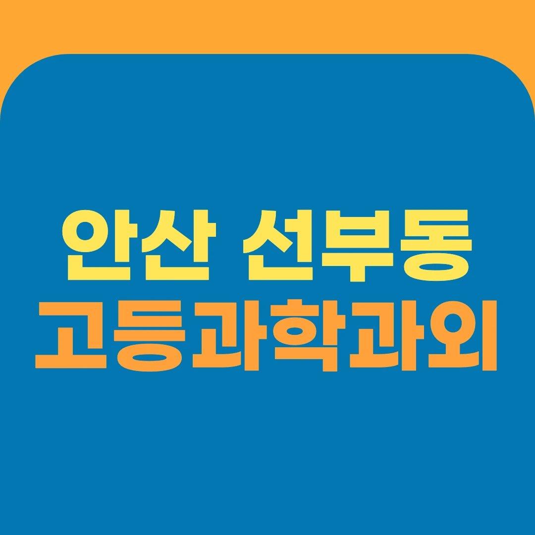 안산 선부동 고등과학과외