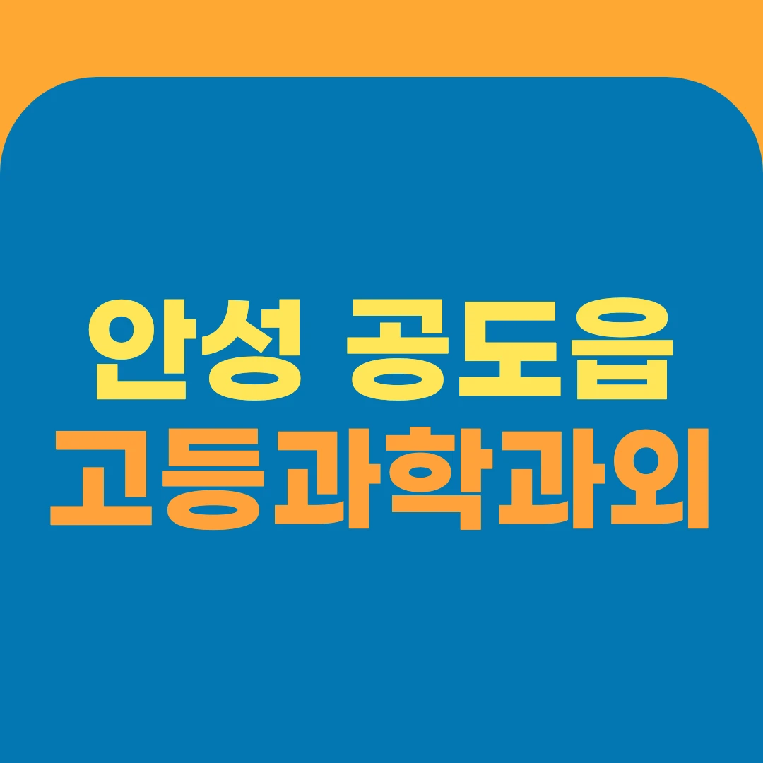 안성 공도읍 고등과학과외