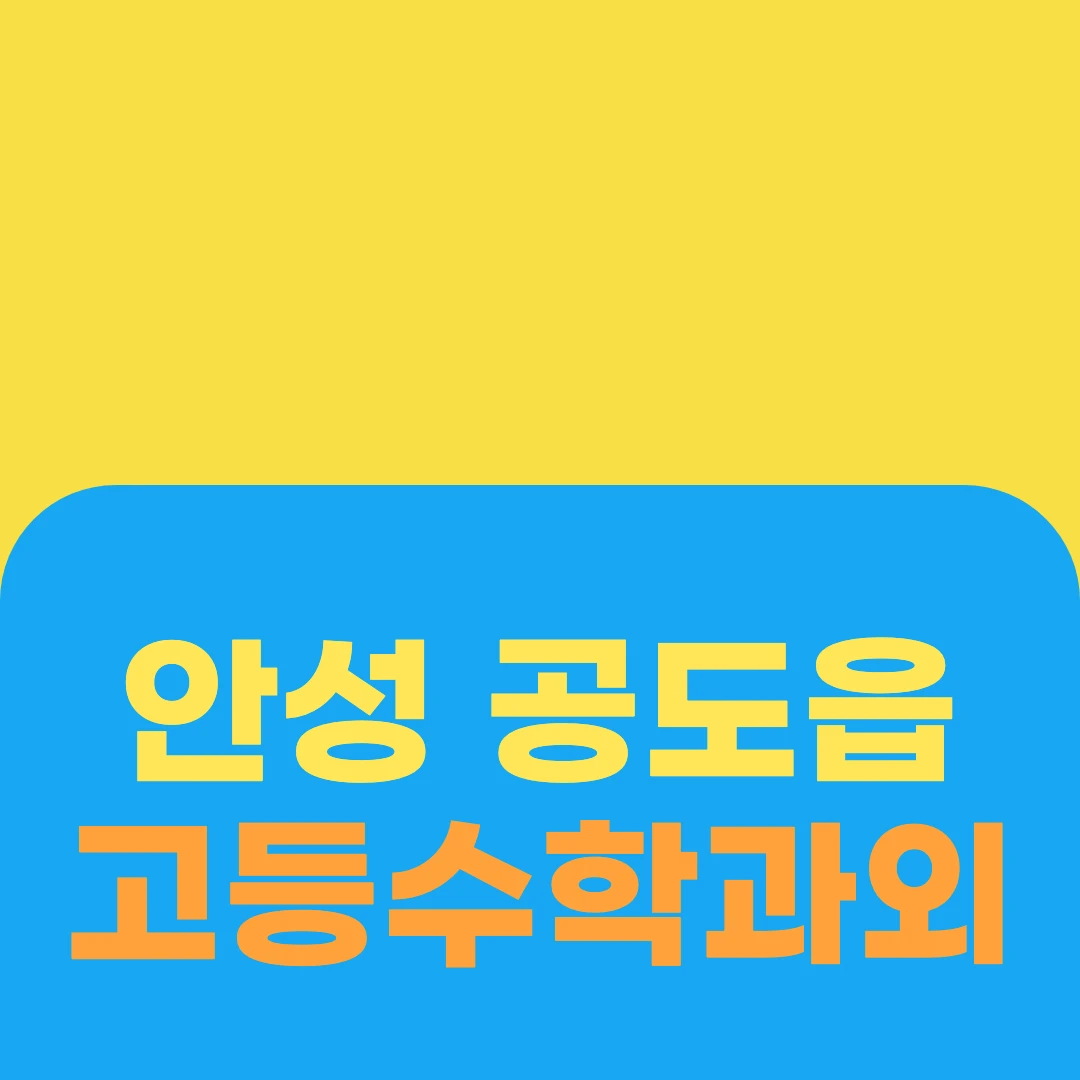 안성 공도읍 고등수학과외