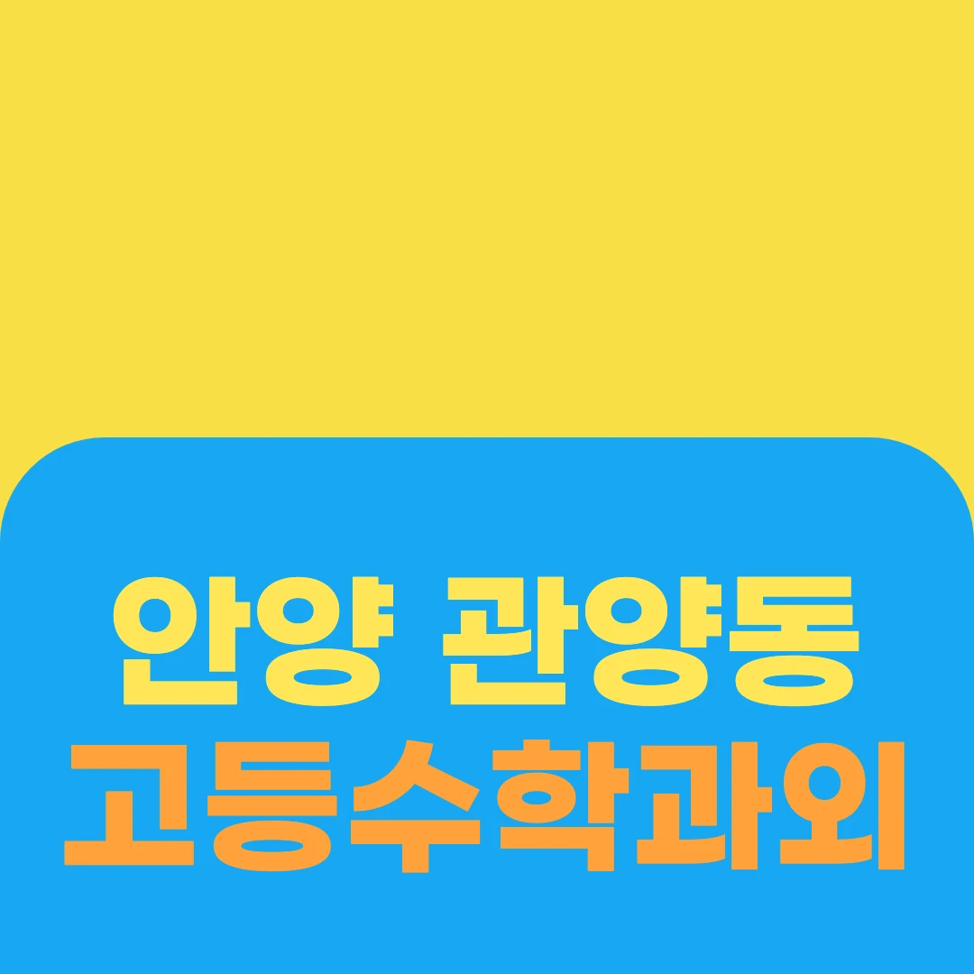 안양 관양동 고등수학과외