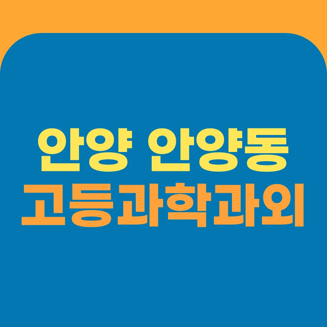 안양 안양동 고등과학과외