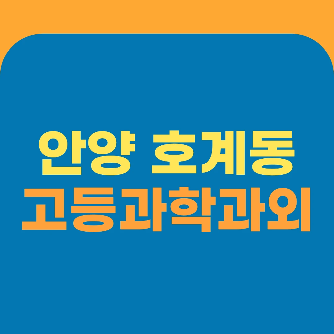 안양 호계동 고등과학과외