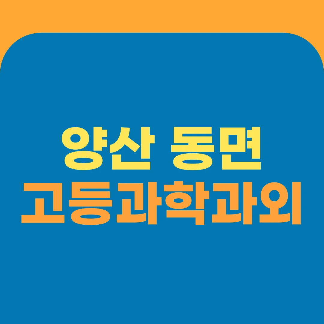 양산 동면 고등과학과외