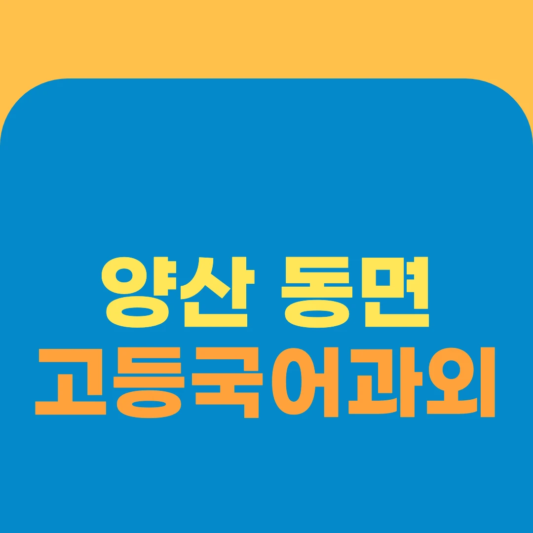 양산 동면 고등국어과외