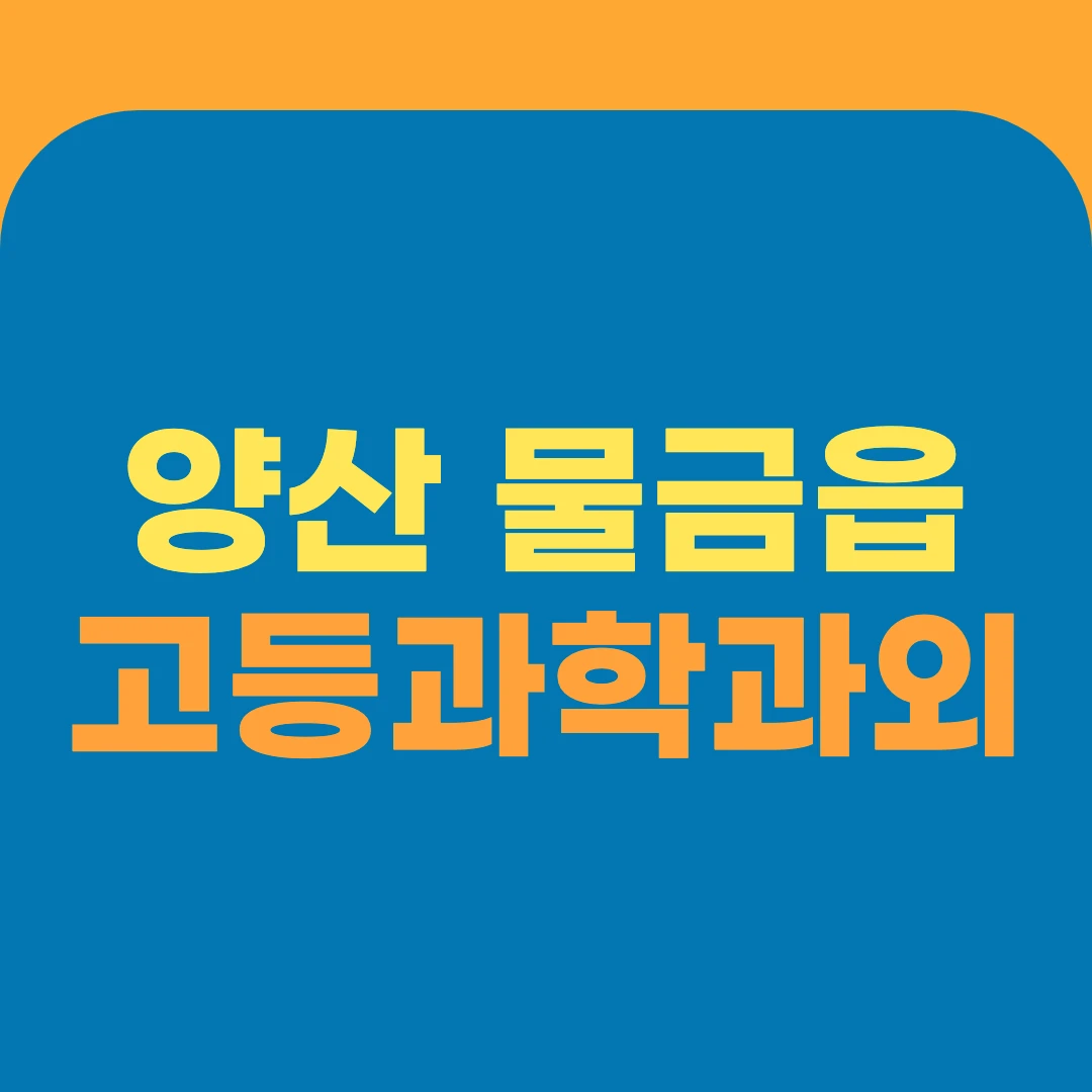 양산 물금읍 고등과학과외