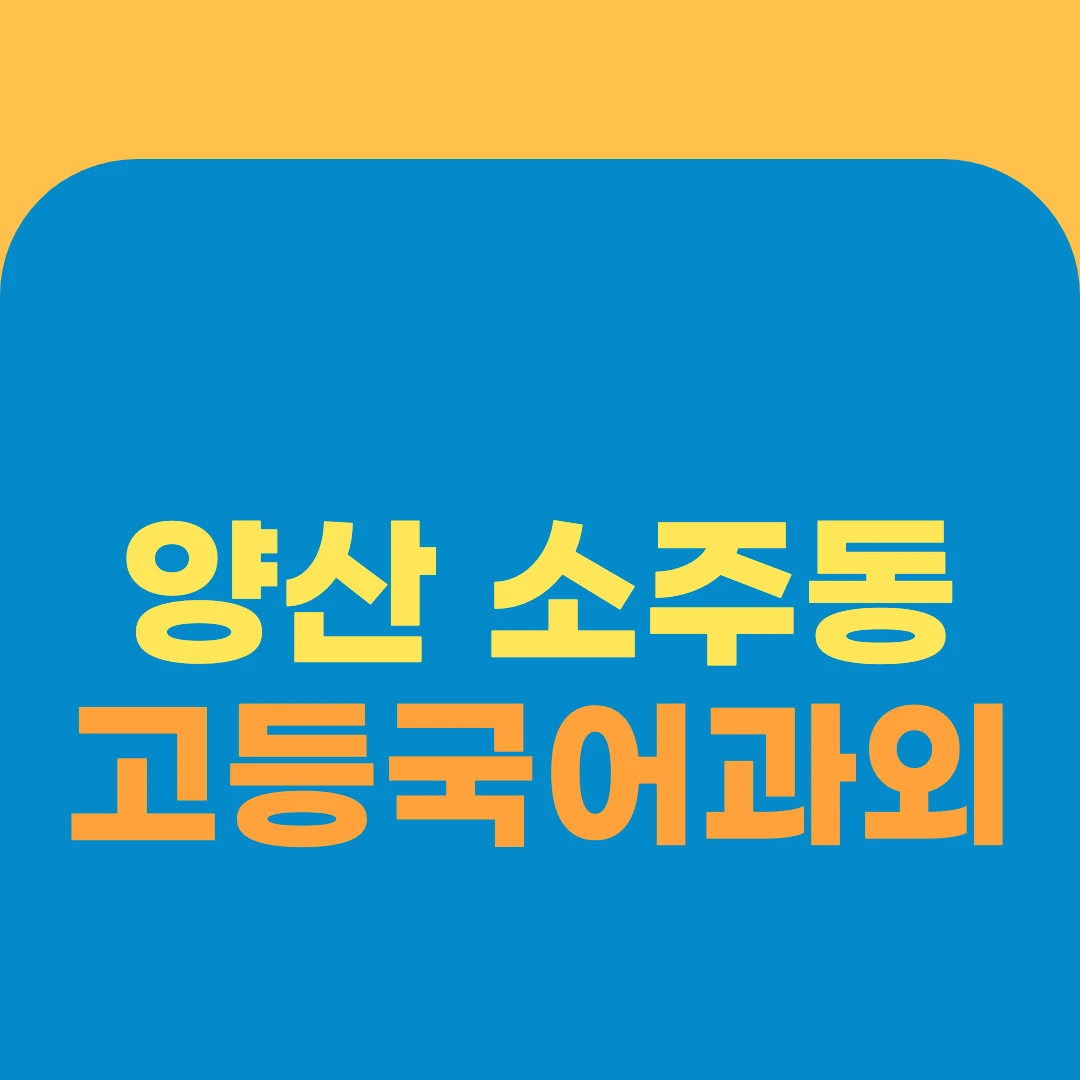 양산 소주동 고등국어과외