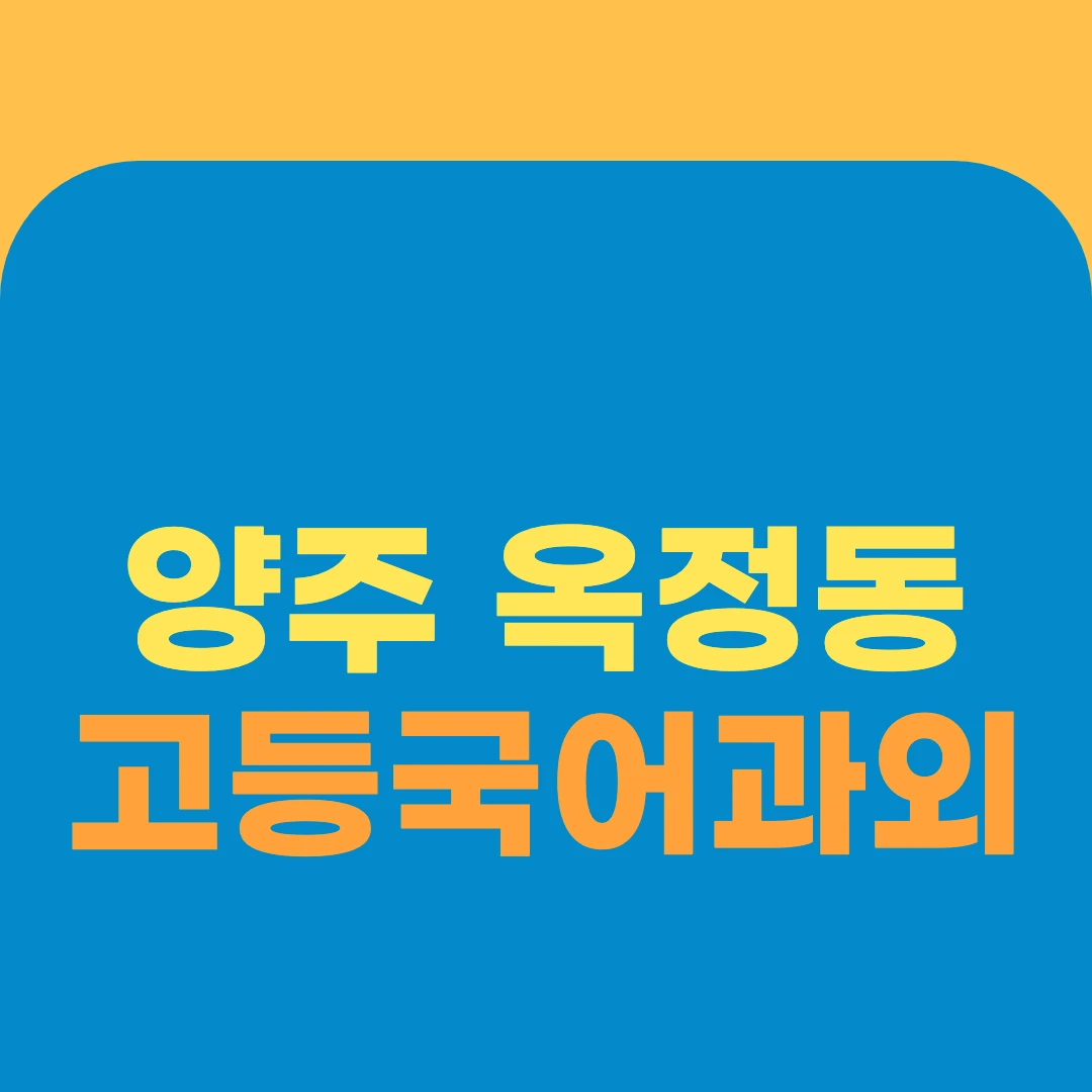 양주 옥정동 고등국어과외