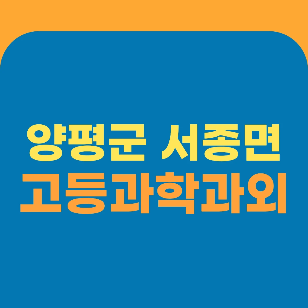 양평군 서종면 고등과학과외