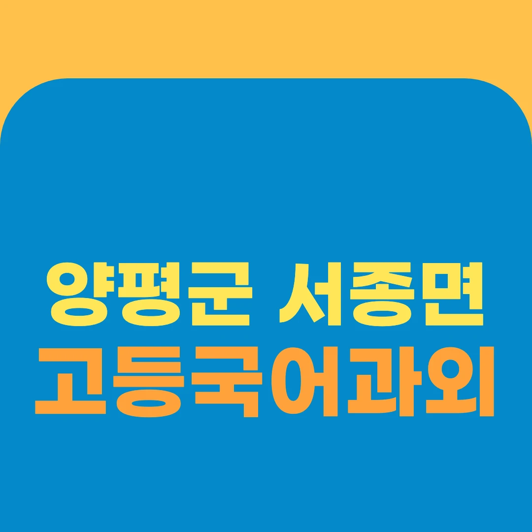 양평군 서종면 고등국어과외