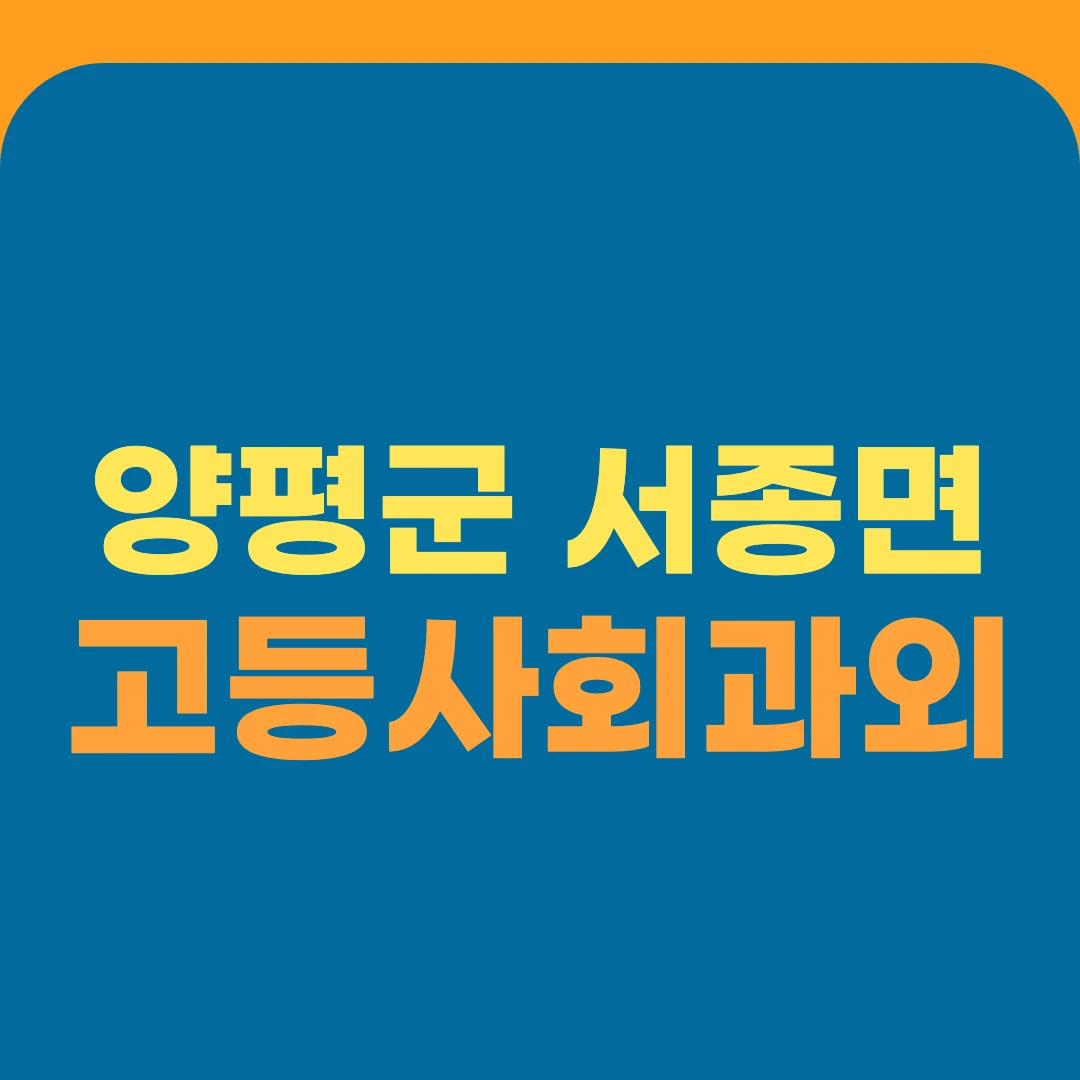양평군 서종면 고등사회과외