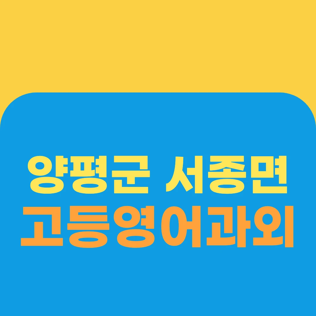 양평군 서종면 고등영어과외