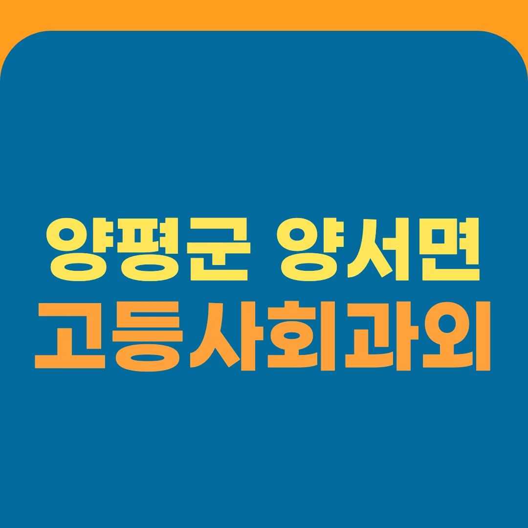 양평군 양서면 고등사회과외