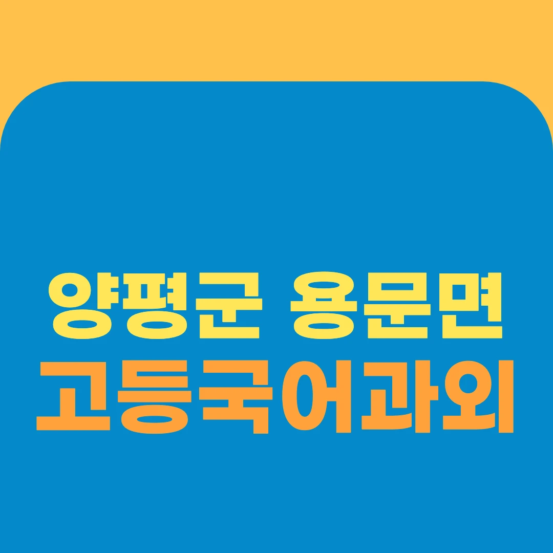 양평군 용문면 고등국어과외