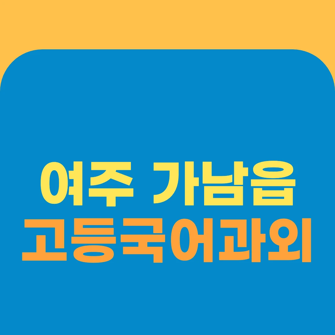 여주 가남읍 고등국어과외