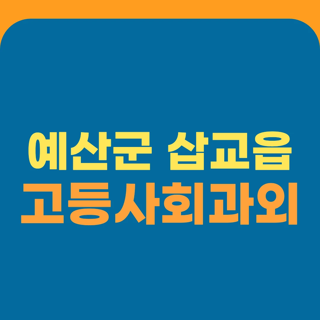 예산군 삽교읍 고등사회과외