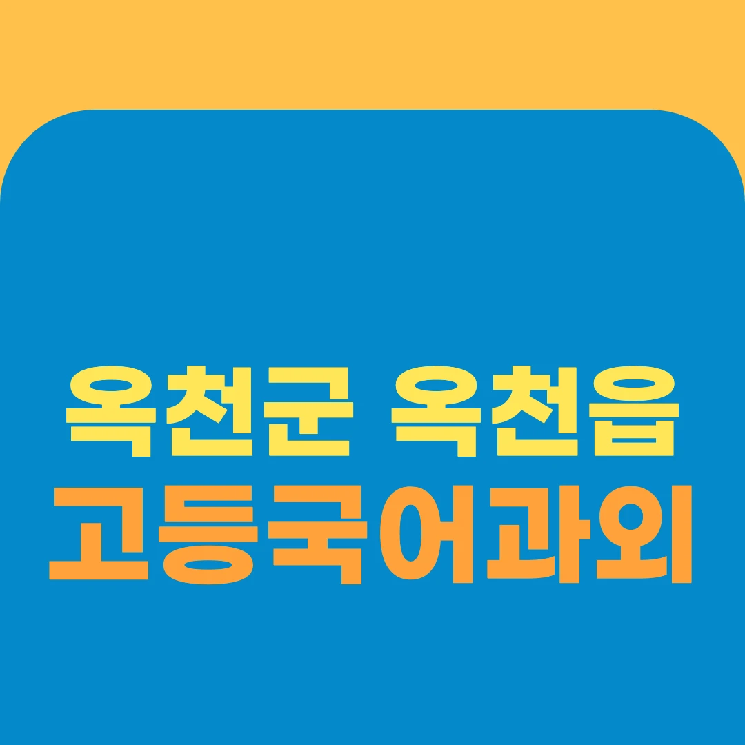 옥천군 옥천읍 고등국어과외