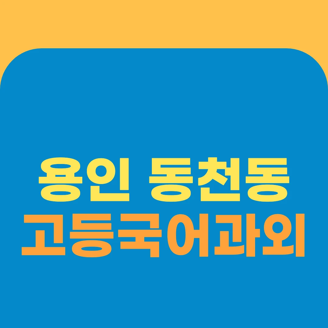 용인 동천동 고등국어과외