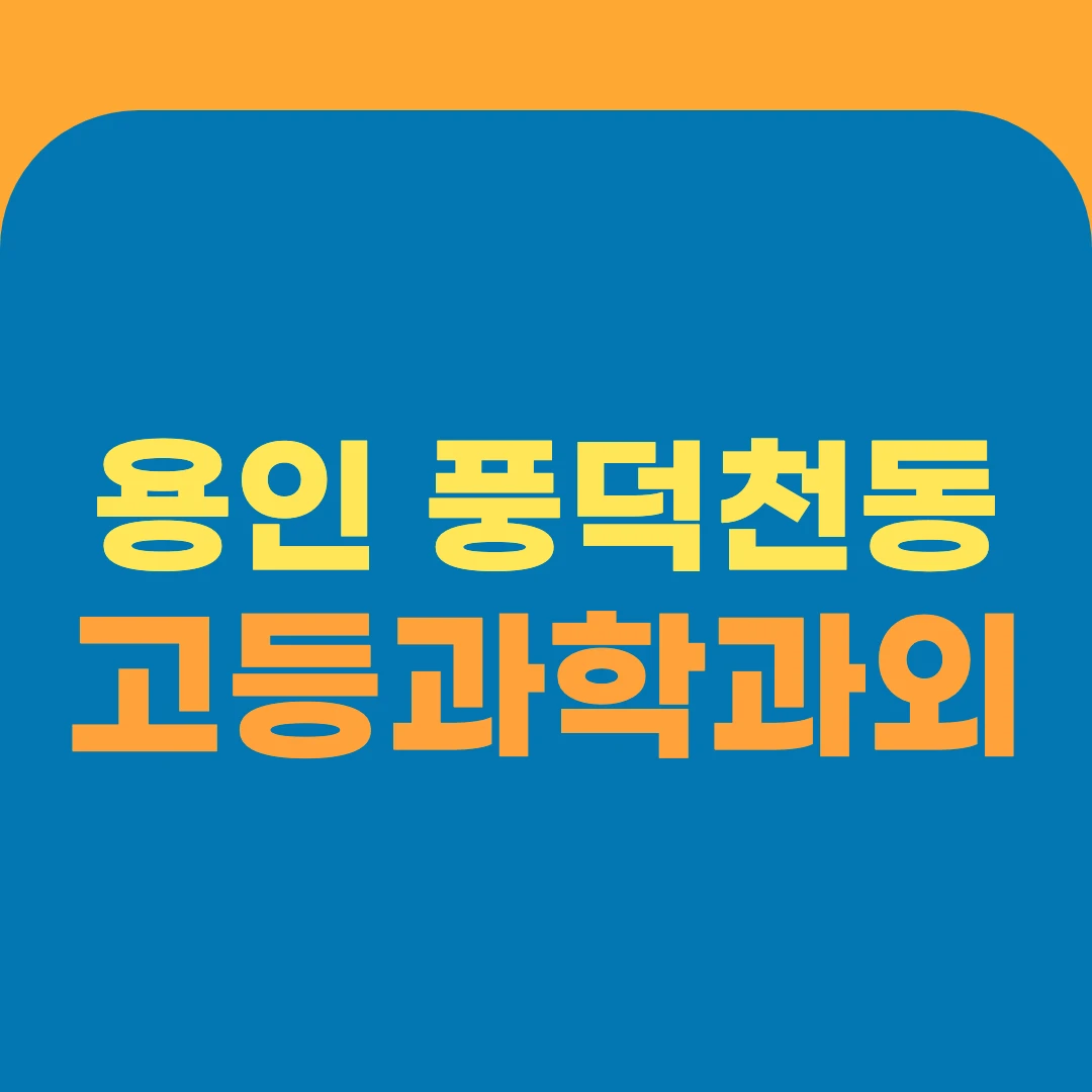 용인 풍덕천동 고등과학과외
