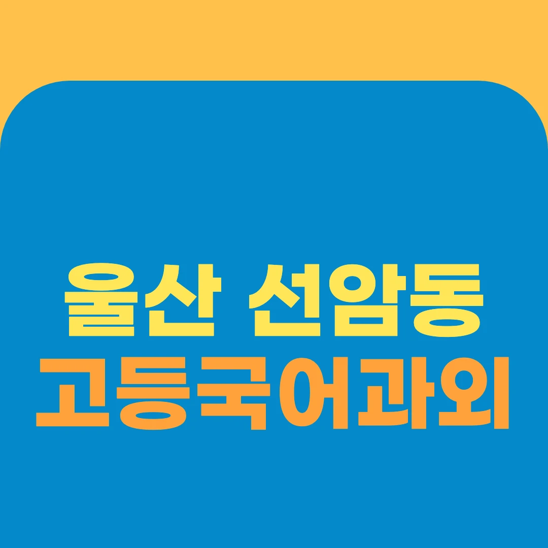 울산 선암동 고등국어과외
