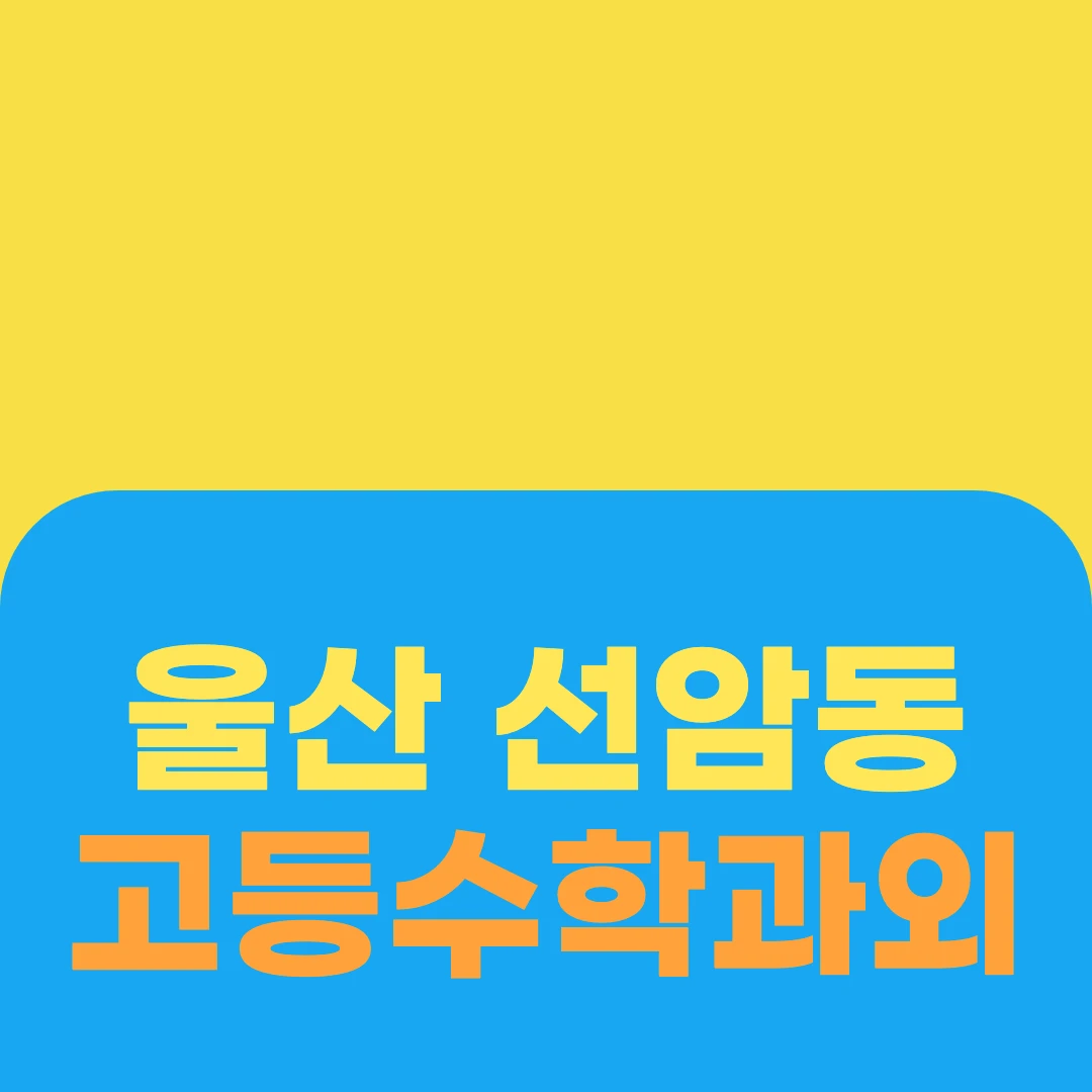 울산 선암동 고등수학과외